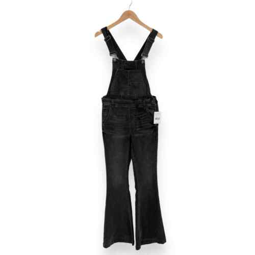 Free People Carly Flare Denim Bib Overall Women's Size 28 Greyed Out Black - Afbeelding 1 van 15