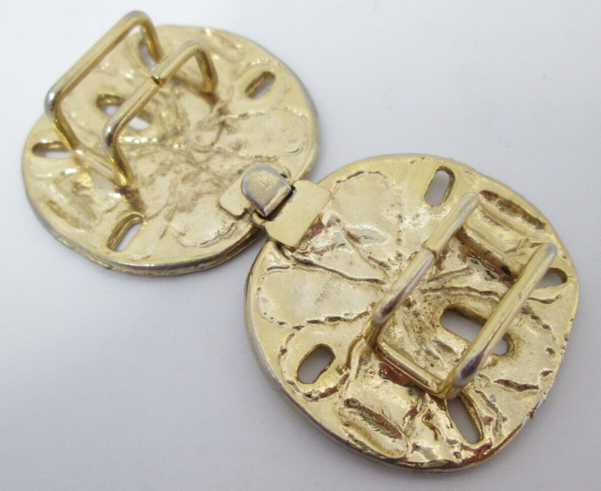 Vintage Adjustable Women’s Belt With Sand Dollar Buckle Womens Belt Buckle Double Sand Dollar Gold Tone Two Piece  main image 3