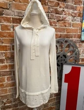 Attitudes by Renee Ivory Faux Diamond and Pearl Sweater Hoodie New