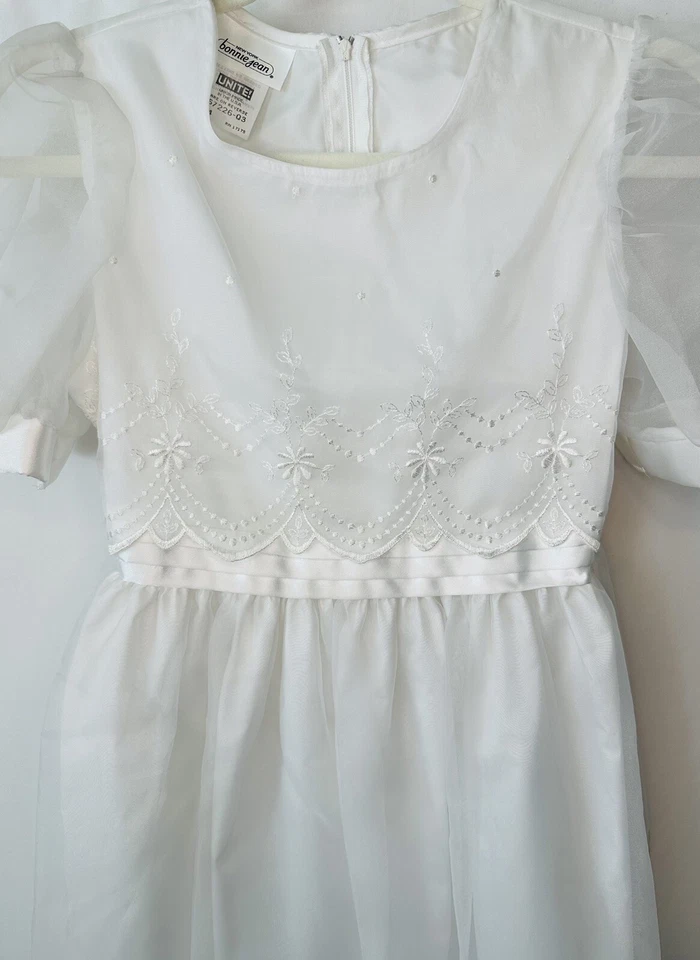 Bonnie Jean Fancy Waist White Church Wedding Flower Girl Dress, Youth Size 14 - Image 2 of 4