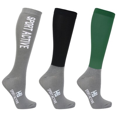 SMARAGDGRÜNE Reitsocken (3er Pack) von Hy Sport Active feuchtigkeitsableitend Größe 4-8