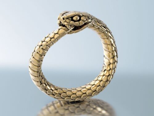 Ouroboros Snake Minimalist Stacking Ring Viking 925 Silver Reptile Serpent Band - Photo 1/10