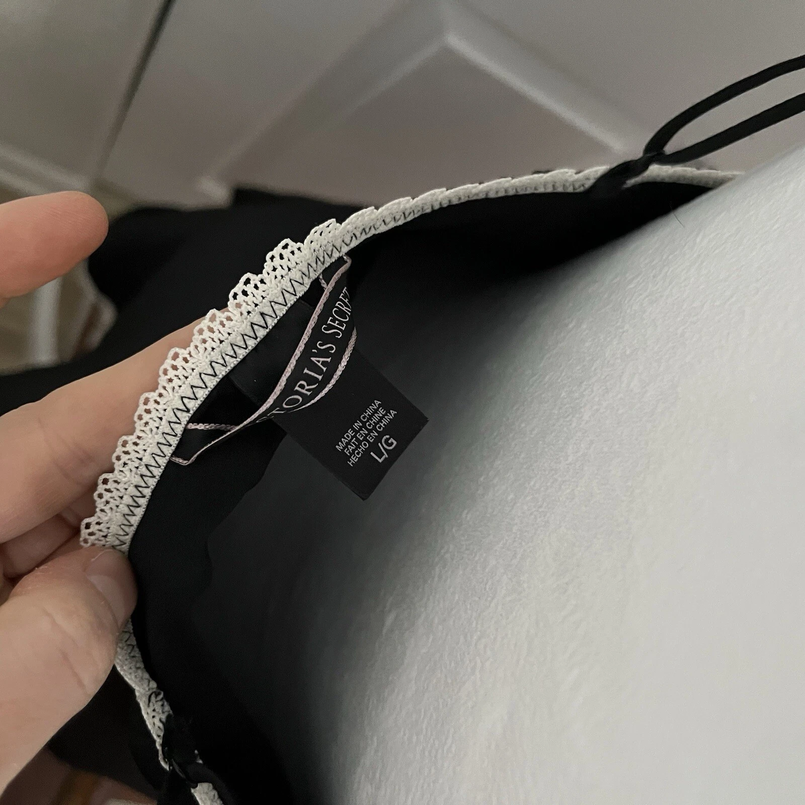 UNDERCOVER Victoria's Secret Mini Abito Vintage Bianco e Nero Pizzo Raso Angelo Slip Tg L G