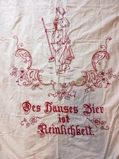 Antique/Vtg German Embroidered Turkey Redwork Kitchen Cloth Hanging Lady Cleanin