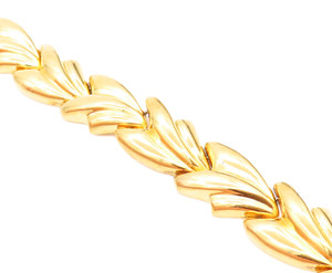 Authentic 925 Sterling Silver Shiny Gold Plated Fluted Hollow Chain Bracelet BT2629