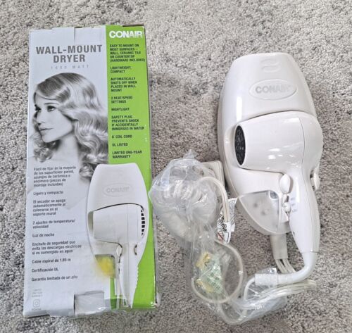 Conair Wall Mount Hair Dryer, With Nite Light,  1600 Watt Model # 134NP  White  - Picture 1 of 9