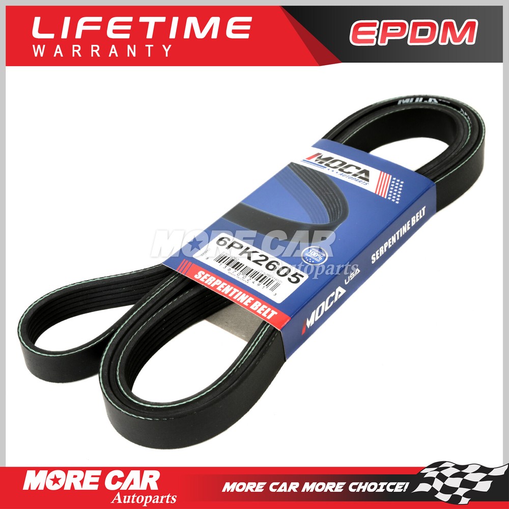 Serpentine Belt 6PK2605 for Ford E150 E250 E350 Expedition F150 F250 Lincoln  