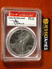 1992 $1 AMERICAN SILVER EAGLE PCGS MS70 JOHN MERCANTI HAND SIGNED BRIDGE LABEL