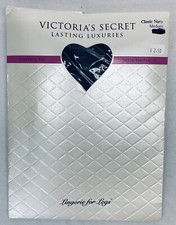 Vtg Victoria  s Secret Medium Navy Sheer to Waist Control Top Pantyhose Nylons