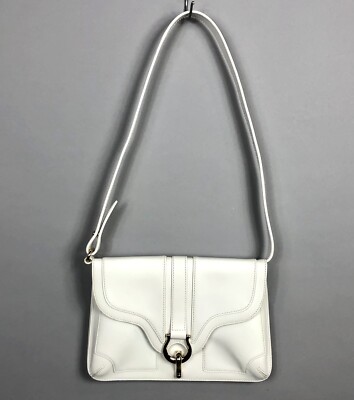 Kate Spade Gavin Sutton White Leather Shoulder Bag Clasp Closure Formal Casual