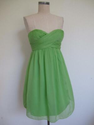 NWT J. Crew Taryn Short Dress 2P Lime Green Silk Crinkle Chiffon Twist Front