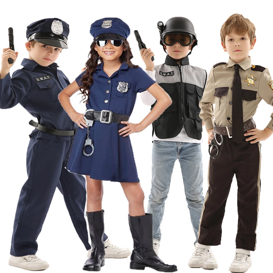 Uniforme de policier pour enfants, Costume de policier d'halloween pour  garçons et filles, Costume de