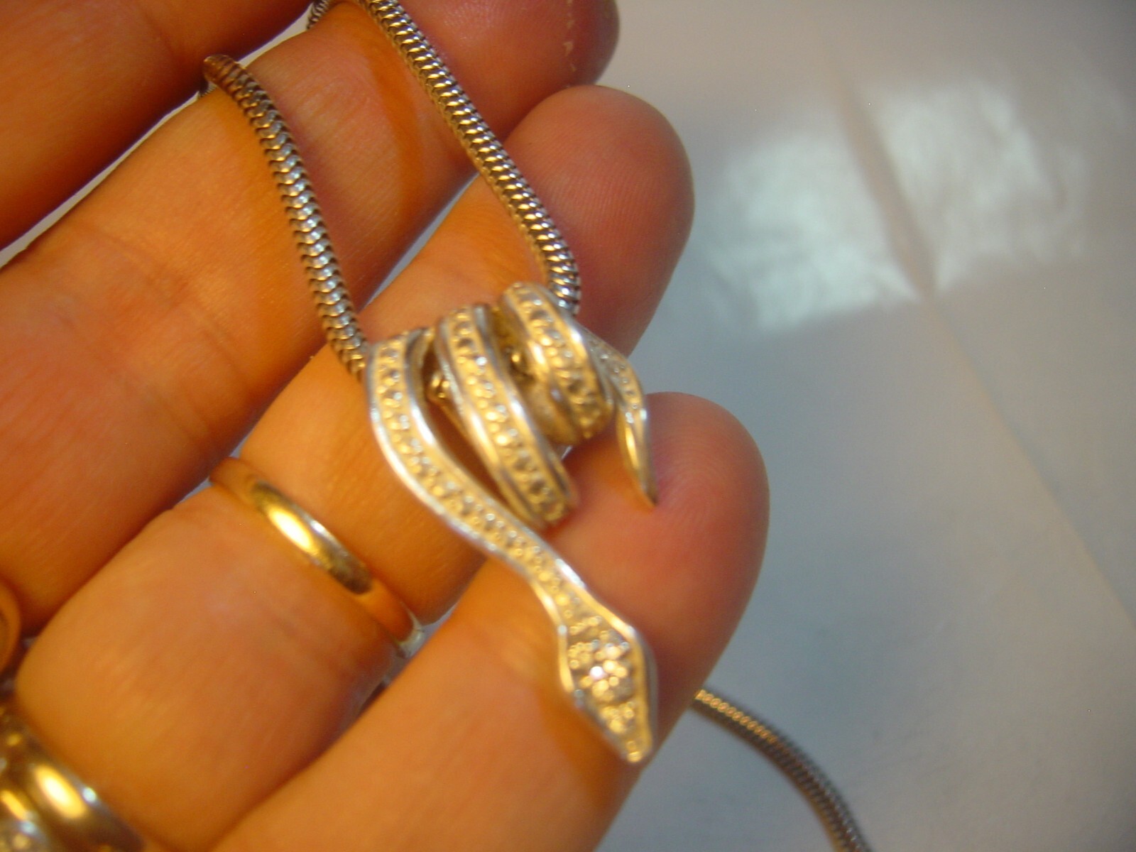 Solid Silver 16" Chunky Snake Chain &Superb Cubic… - image 10