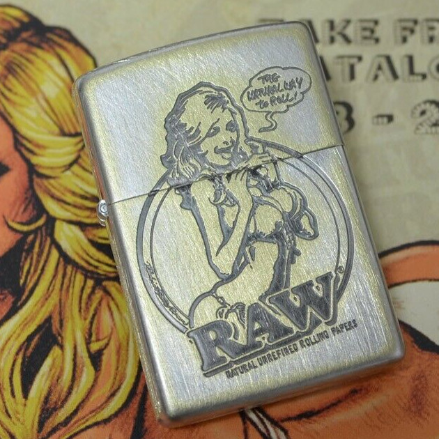 Zippo Rockin'Jelly Bean RAW Sexy Girl Gold Used Finish Japan