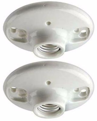 2-PK LEVITON Medium Base One-Piece PORCELAIN Box Mount LAMPHOLDER NEW 9875