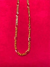 9 1/2  INCH 14KT GOLD PLATED FIGARO 2MM ANKLE BRACELET
