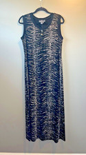 Vintage Carole Little Black Sleeveless Animal Print Maxi Dress Size 16 Stretchy