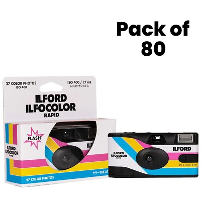 Ilford IlfoColor Rapid Disposable Camera, 27 EXP, Single Use W/ Flash Exp: 02/25