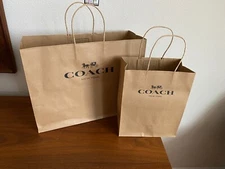 COACH Paper Shopping/Gift Bags Tan Medium 16" x 12"x 6" Small 8" x10" x 4.5" NEW