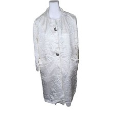Vintage 60s Rain Paka Satin Rain Coat Womens M White Packable Mod