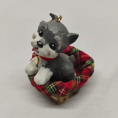 Hallmark Keepsake Ornament Puppy Love 1992 Schnauzer 2nd In Series Basket Dog