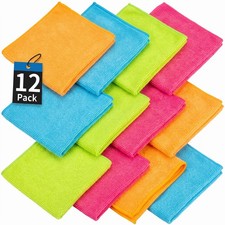 12-Pack 12"x12" Microfiber Cleaning Cloths Towels Lint-Free Car Detailing Rags
