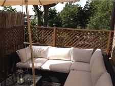 Outdoor Lounge Modular Sofa And Chair Set Black with Cushions Ecru (from Oceans)