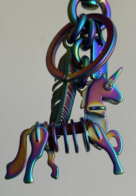 COACH UNICORN FEATHER RAINBOW OIL SLICK HOLOGRAM BAG CHARM KEY