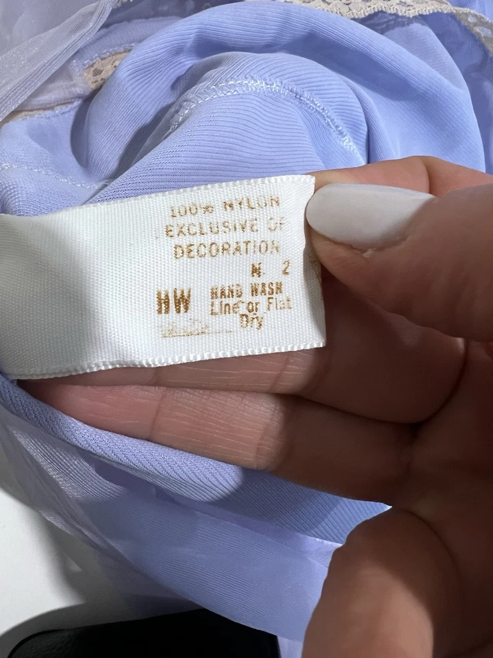 Винтажная ночная рубашка Aristocraft синяя кружевная средний размер 1960-е ретро прозрачная подкладка - Изображение 4 из 4