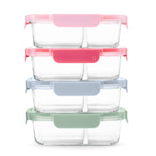 Ello Color Lock 8pc 3.4 Cup Divided Glass Meal Prep Set
