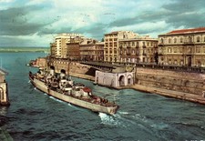 10184 Cartolina Taranto (TA) Ponte girevole e Corvetta 1958 annullo animata