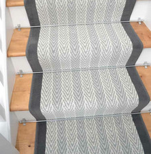 Grey Herringbone Stair Runners For Stairways Very Long Dark Border Carpet Rugs