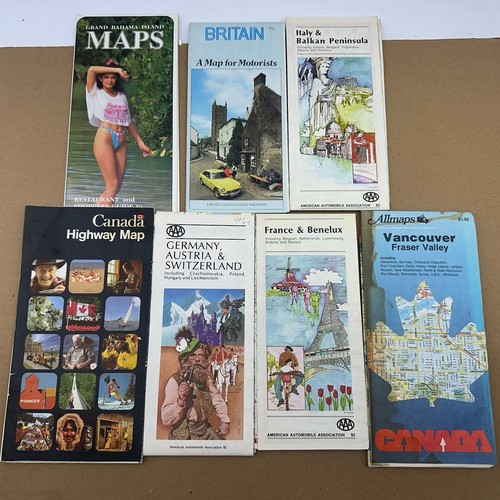 Vintage Road Maps Mixed Lot International Britain Bahamas Canada Germany AAA +