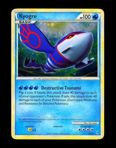 2011 Pokemon KYOGRE Call of Legends COSMOS HOLO Foil Rare COL Set Card 12/95 EX