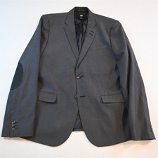 H&M 42R Gray Elbow Patch Mens Blazer Suit Jacket Sport Coat