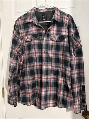 Wrangler ATG Shirt Mens Large Plaid Long Sleeve All Terrain Gear Fish Hiking