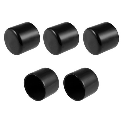 Screw Thread Protectors, 34mm ID 45mm Length Round End Cap Cover Black 5pcs