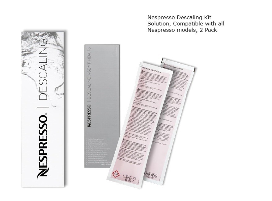 Nespresso Descaling Kit Solution, Compatible with all Nespresso models, 2 Pack