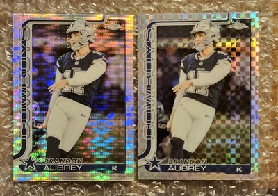 Dallas Cowboys Lot 2 - 2025 Topps Chrome - Brandon Aubrey #81 X-Fractor & Pulsar