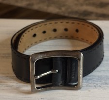 VTG Prada Belt Mens 32 Leather Silver Buckle Made in Italy Designer 1C2431