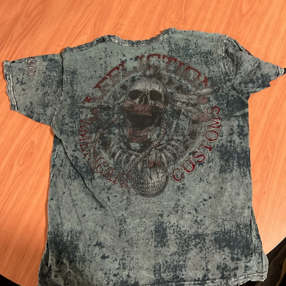 Affliction T-Shirt Men's 2XL Tie Dye Live Fast American Customs Graphic Tee - Image 2 of 4