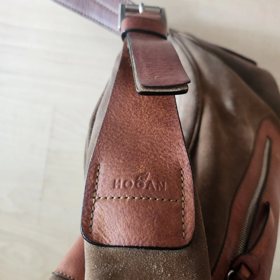 Hogan Womens Zip Top Medium Leather Shoulder Handbag Brown Tan - Image 4 of 4