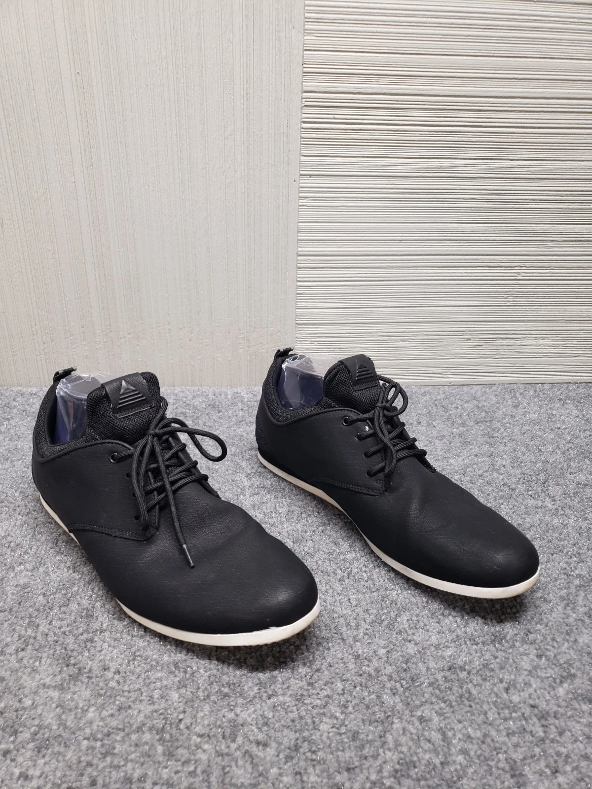 Aldo Preilia Men Sneakers 8 Black Faux Leather Lace Up Logo Almond Toe Shoes