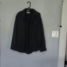 St. John's Bay Men's XL Black Chamois Cloth Cotton Button-Up Shirt Pockets