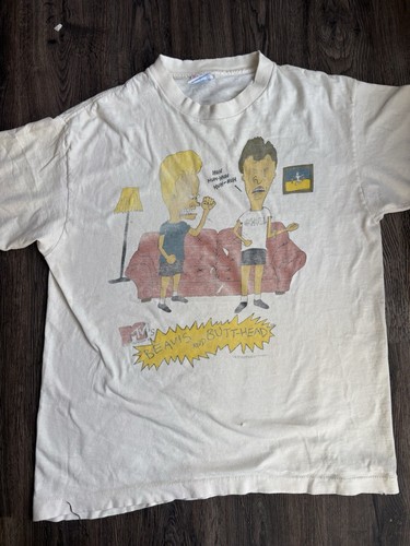 VTG Beavis & Butthead T-Shirt Art MTV 1993 Size Large Faded Thrashed 1990s Huh - Bild 5 von 23