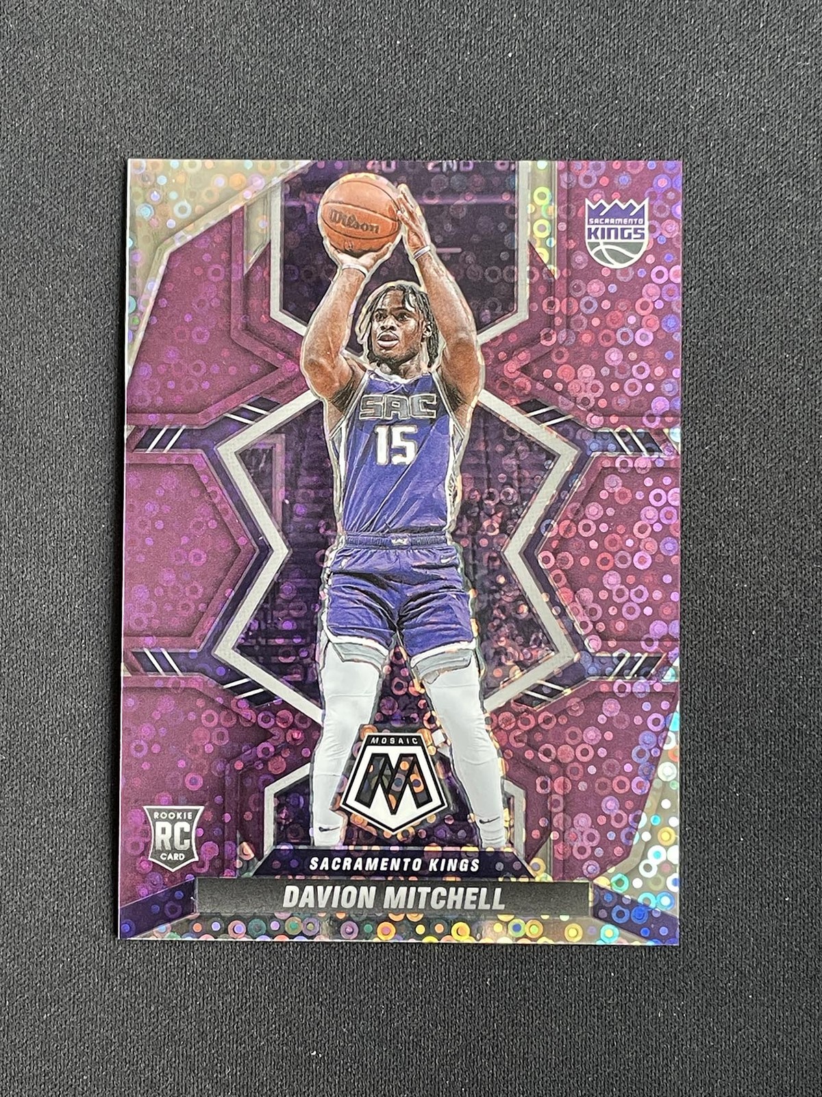 Davion Mitchell 2021-22 Panini Mosaic Purple Disco Prizm 28/50 RC #208