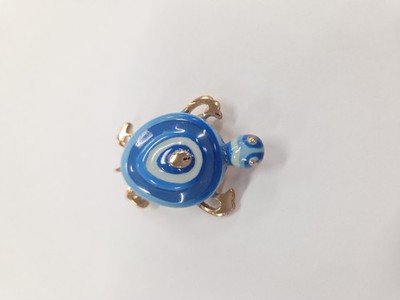 Vintage Signed Eisenberg Blue Enameled Artist Series Sea Turtle Brooch Pin