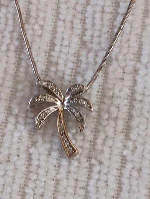 Alwand Vahan 14K Gelbgold & Sterling Diamant Palme Anhänger Halskette 18''