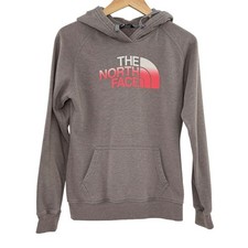 The North Face Women's Pullover Hoodie Sweatshirt Gray Red Logo Small Cozy