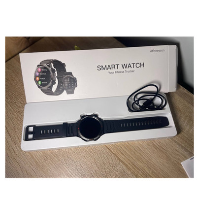 Atheewon S10 Smartwatch Fitness Tracker Schwarz 47mm Silikonband iOS Android